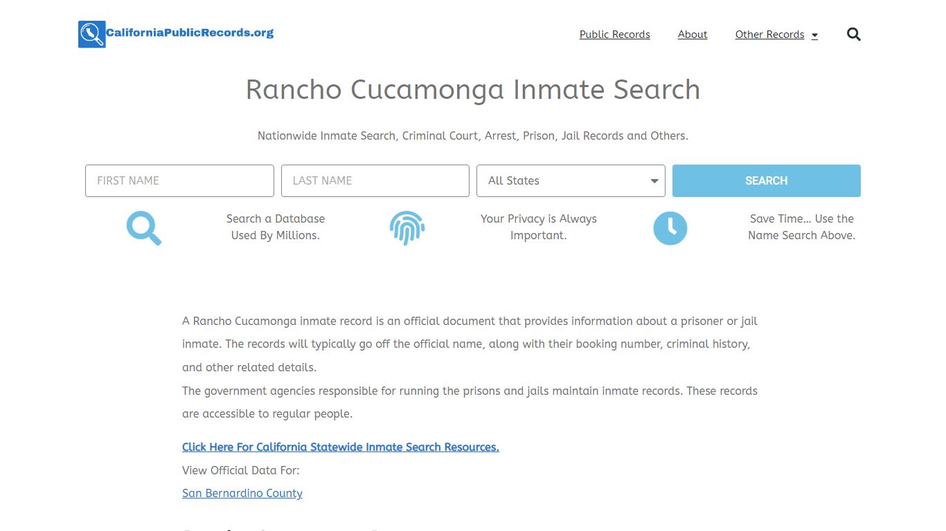 Rancho Cucamonga Inmate Search - Current & Past RCPD CA Jail Records
